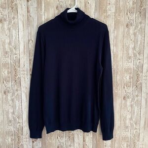 Reiss 100% Wool Navy Blue Turtleneck Sweater Size Medium